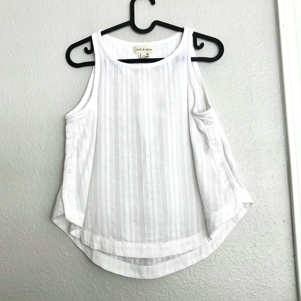 NWOT Cloth & Stone White Sleeveless Tank Top, 100% Cotton